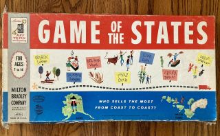 Vintage 1960 Milton Bradley Game Of The States Board Game - Very Good
