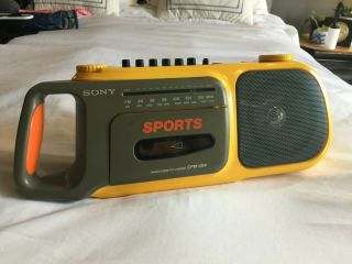 Vintage Sony Cfm - 104 Sports Am Fm Radio Cassette Player Portable Yellow Repair