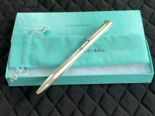 Tiffany & Co Vintage Sterling Silver T Clip Ballpoint Pen With Pouch And Box