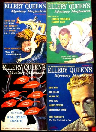 4 - 1st Edition Vintage Ellery Queen Mystery Magazines 1958 Sept Oct Nov Dec