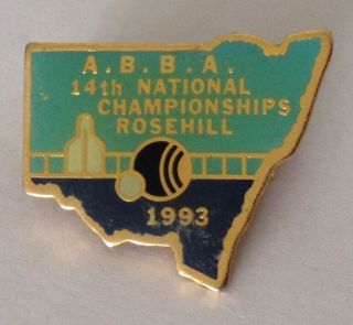 A.  B.  B.  A.  Rosehill National Championships 1993 Bowling Club Badge Vintage (k5)