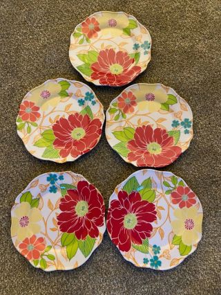 Better Homes And Gardens Vintage Melamine Floral Plate Set Of 4 (one Bonus) 8“