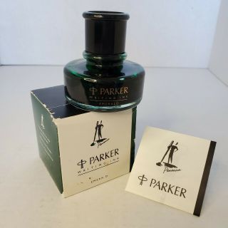 Vtg Writing Calligraphy Bottle Parker Penman Ink Emerald Green 50ml (1/4 Full)