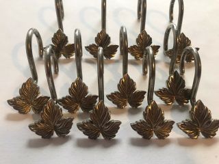 Maple Leaf Hooks For Shower Curtains Croscill Set Of 12 Vintage Heavy Metal