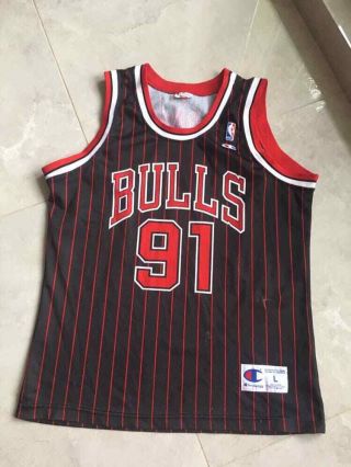 Chicago Bulls Nba Basketball Jersey Shirt Vintage Champion Dennis Rodman 91 Men