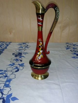Vintage Oriental Red Lacquer Vase 8 1/2 "