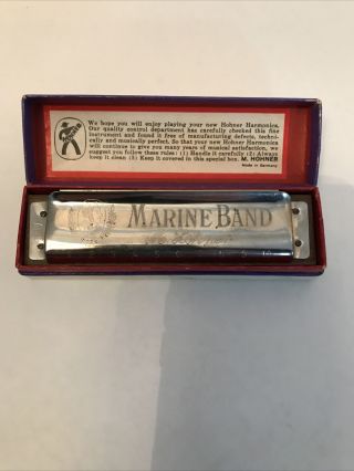 Vintage Marine Band Harmonica No.  1896 Key Of D.  By M.  Hohner,  Made In Germany