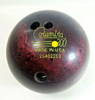 Vintage Columbia 300 Scout Bowling Ball Drilled 13 Lbs.  Maroon Swirl U - Dot