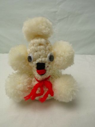 Vintage 1960s Handmade Crochet Poodle Soap Holder With Sweetheart Bar Of Soap