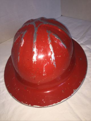 Vintage Red Mcdonald T Aluminum Hard Hat,  Mine Safety Logging Forestry Oregon