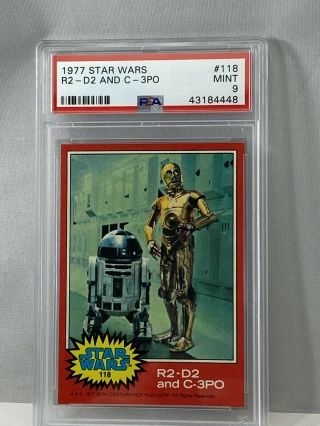1977 Topps Vintage Star Wars 118 R2 - D2 & C - 3po Iconic Image Psa 9 Red Series 2