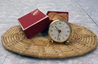 Vintage Swiss Looping Travel Alarm Clock 15 Jewels Box Not