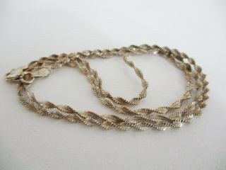 Vntg Signed 925 Italy Gold Over Sterling Silver Twisted 20 " Chain Necklace 2mm