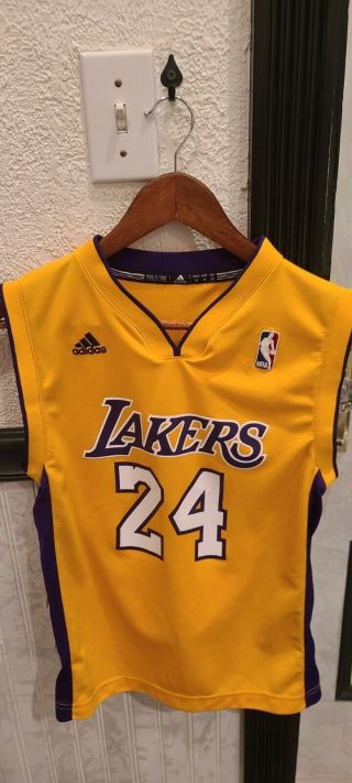 Vtg Nba Adidas Los Angeles Lakers Kobe Bryant Jersey 24 Youth Medium 10 - 12 Boys