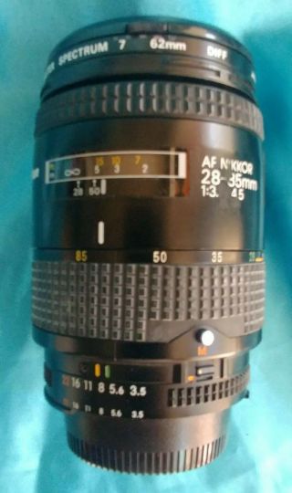 Vintage Nikon Af Nikkor 28 - 35mm Camera Promaster Spectrum 7 62mm Lense