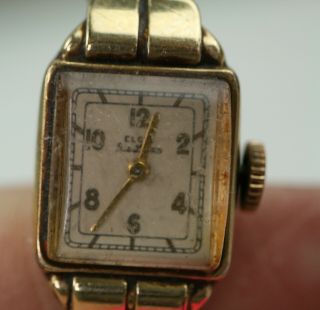 Vintage Elgin Deluxe Ladies 1945 Watch 10 Kt Gold Filled 17 Jewels A - 9