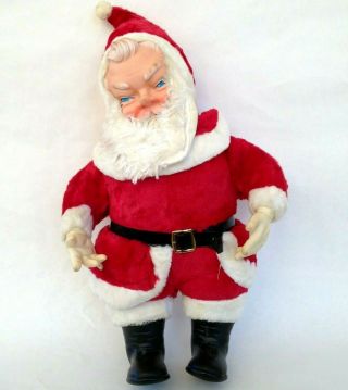 Vintage My Toy 24 Inch Santa Claus Plush Stuffed Doll Plastic Face Hands Boots