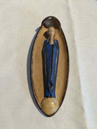 Vintage Religious Art Pottery Wall Hanging Icon Unknown Mark