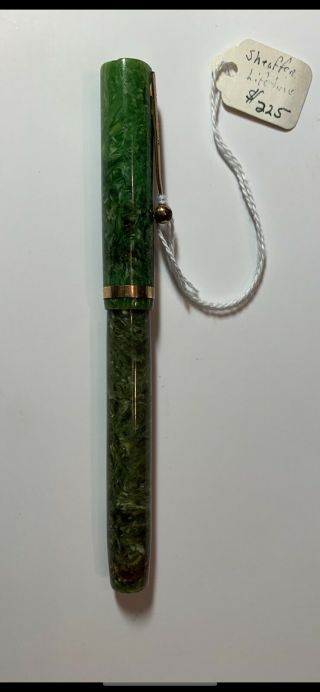 Vintage Sheaffer Lifetime Jade Green Fountain Pen White Dot Cap Restored