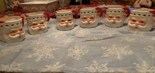 6 Vintage Santa Mugs Ceramic - Japan