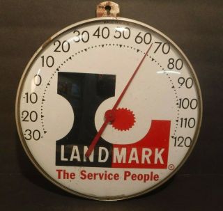 Vintage Landmark Round Advertising Thermometer Landmark " The Service People "
