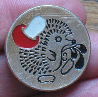 Hedgehog Russian Pin Badge Buttons Cartoon Hero Urchin Vintage Metal Mushroom Ol