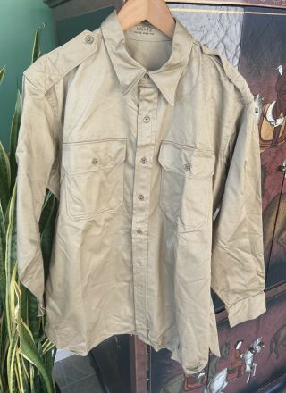 Korea Us Army Khaki Heavy Cotton Shirt 16.  5 33 Vintage 1950 - 1953