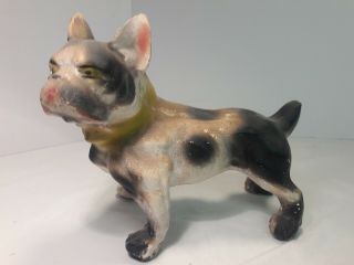 Vintage French Bulldog Chalkware Statue Figurine Carnival Chalk Ware - Ee