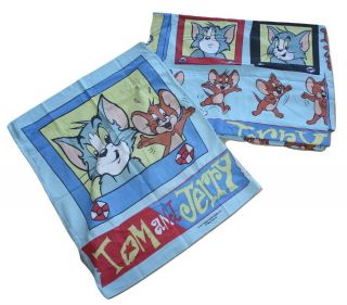 Vintage Tom & Jerry Duvet Cover Pillowcase Twin Bed 1997 Made In France