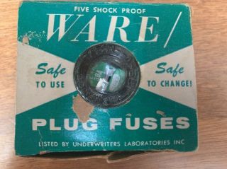 Vintage Ware Top Plug Fuses 15 Amps 125 V,  Five In The Box Assorted Amps