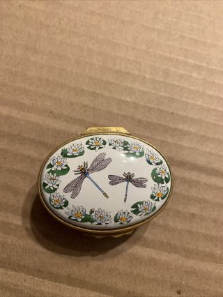 Vintage Oval Gucci Pill Box With Dragon Flies And Flowers