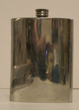 Vintage English Pewter 8 Oz.  Silver Flask By Comoy 