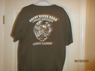 Great River Road Harley Davidson 100 Cotton Pocket T - Shirt,  Size 2x