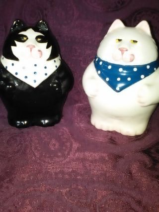 Vintage Clay Art San Francisco Fat Cat Salt And Pepper Shakers - Cats -