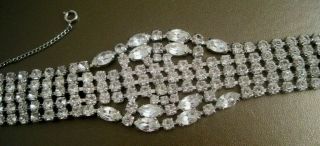 Stunning Vintage Wide Sparkling Clear Rhinestone Bracelet 6 - 3/4 "