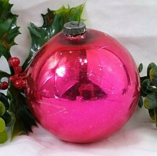 Vintage Christmas Ornament Pink Mercury Glass Ball Made In Japan