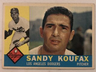 1960 Topps Vintage Baseball Card Sandy Koufax Los Angeles Dodgers 343 Hof Vg/ex
