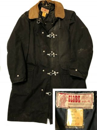 Vintage Globe Firefighter Jacket Coat Turnout Gear Parka Size 42 Made In Usa
