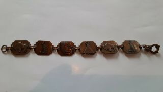 Vintage Copper Native American / Indian Souvenir Charm Bracelet 7 1/4 "