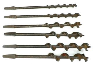 6 - Pc Vintage Auger Bits For Hand Brace Drills (usa Made) Stanley Irwin (5 Sizes)