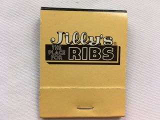 Vintage Jilly’s Ribs Matchbook Restaurant Best Ribs In America Tobacco Smokes