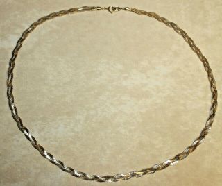 Vintage Signed Trifari Polished Gold Tone Braided Chain Necklace 24 Inches