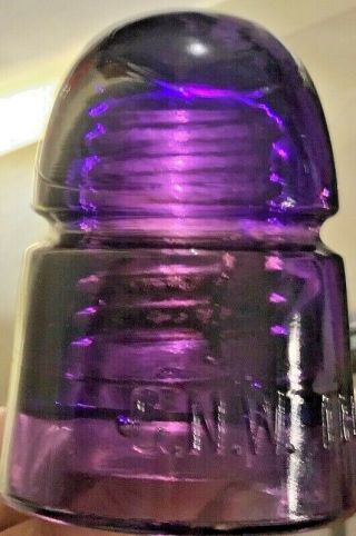 Wow Vintage C.  N.  W.  Tel.  Co.  Royal Purple Insulator