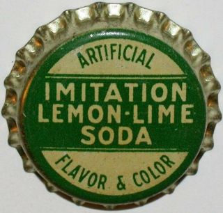 Vintage Soda Pop Bottle Cap Imitation Lemon Lime Soda Cork Lined Old Stock