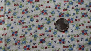 5502 Large Piece Vintage Cotton Printed Feed Sack,  White With Tiny Red/blue Flow
