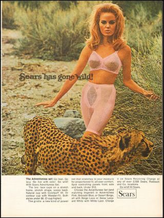 1968 Vintage Ad For Sears The Adventuresis Set Bra/girdle Leopard Retro 091917