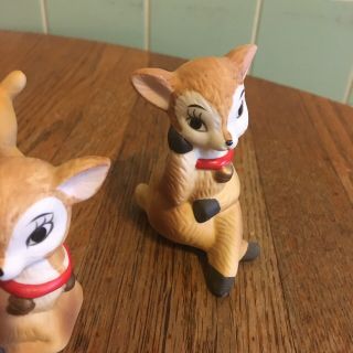 Vtg Homeco reindeer figurines set 3 red collars bells Taiwan different poses 3