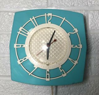 Vintage Spartus 501 Turquoise Kitchen Wall Clock Mid Century Modern Retro