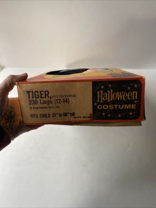 Vintage Halloween Mask Costume And Box Tiger WB 1970 Collegeville 3