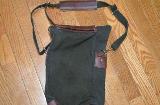 ORVIS VINTAGE CANVAS AND LEATHER SHELL BAG WITH SHOULDER STRAP 2